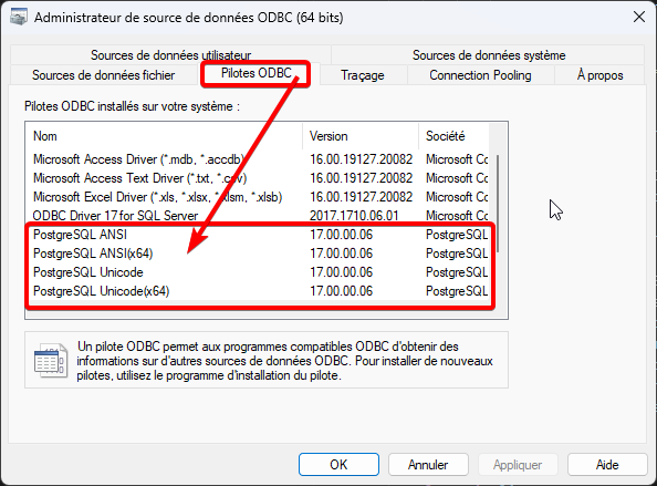 Source de données ODBC