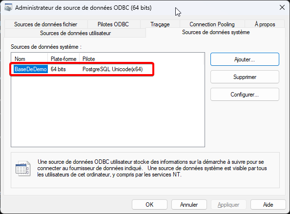 Test de connexion