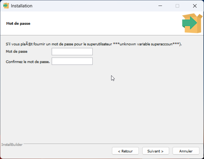 Mot de passe utilisateur postgres