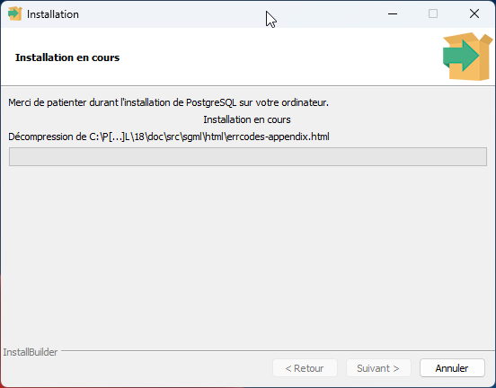 Progression de l'installation