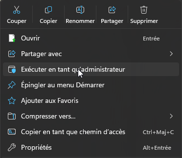 Execution en administrateur