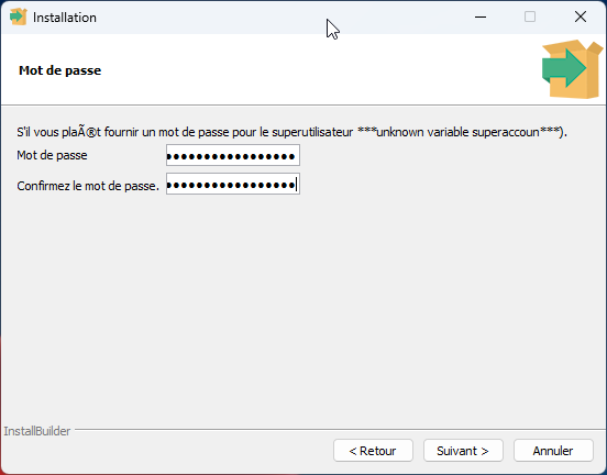 Mot de passe utilisateur postgres